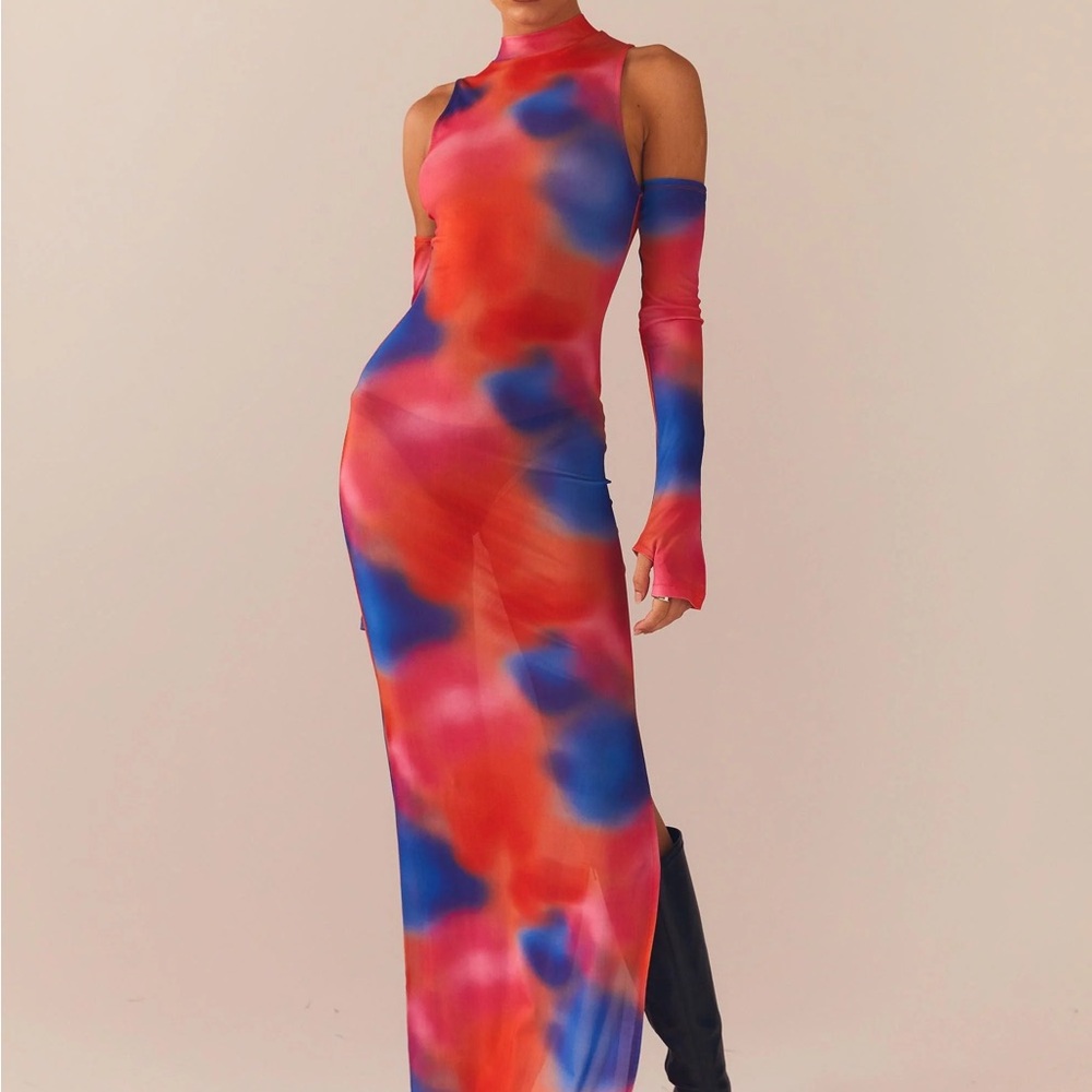 Peppermayo Multicolor Sheer Maxi Dress